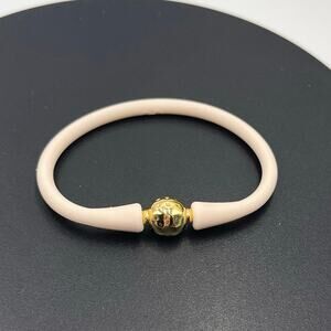 Gresham Florence Off White Silicone Water‎ Resistant Hammered Gold Ball Bracelet